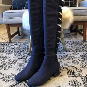 Nine West deep blue suede knee high boots